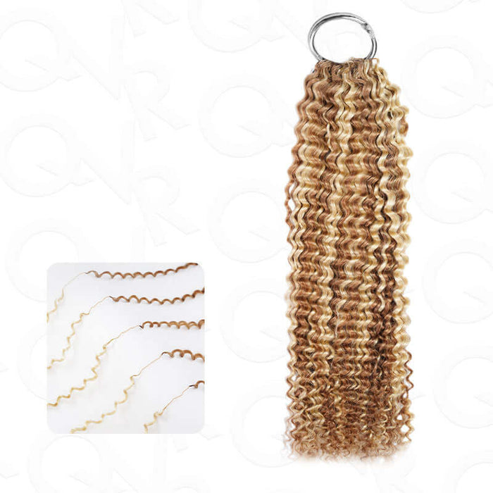 qvr machine made #P6/24 highlight small kinky curly crochet hair extensions