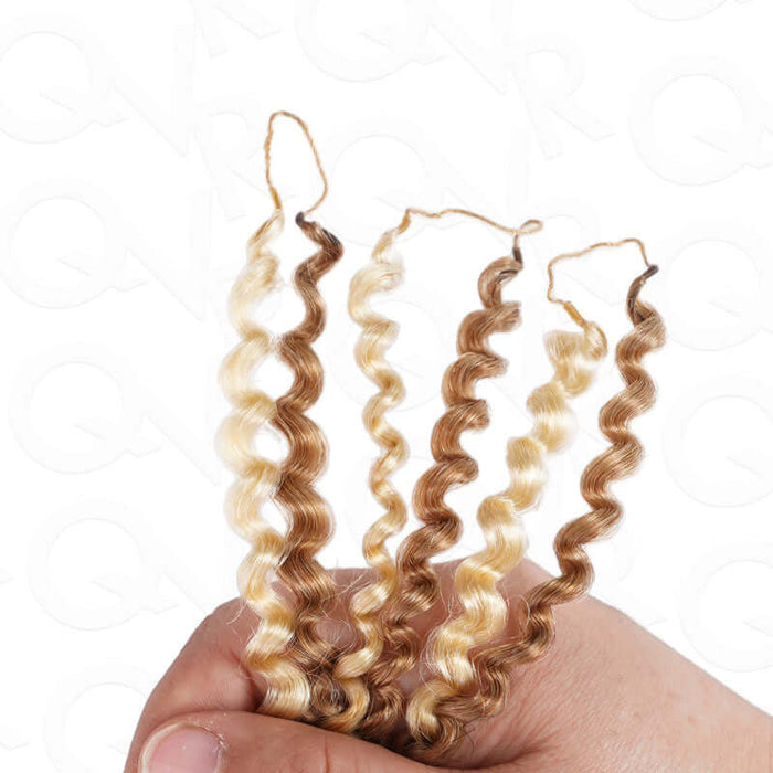 #P6/24 colored small kinky curly machine made crochet human hair
