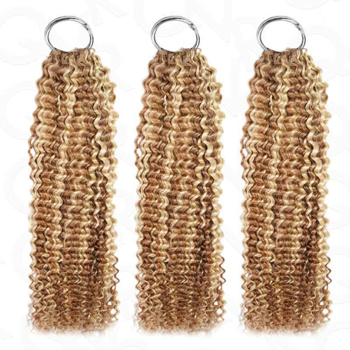 3 packs of seamless #P6/24 small kinky curly crochet human hair extensions