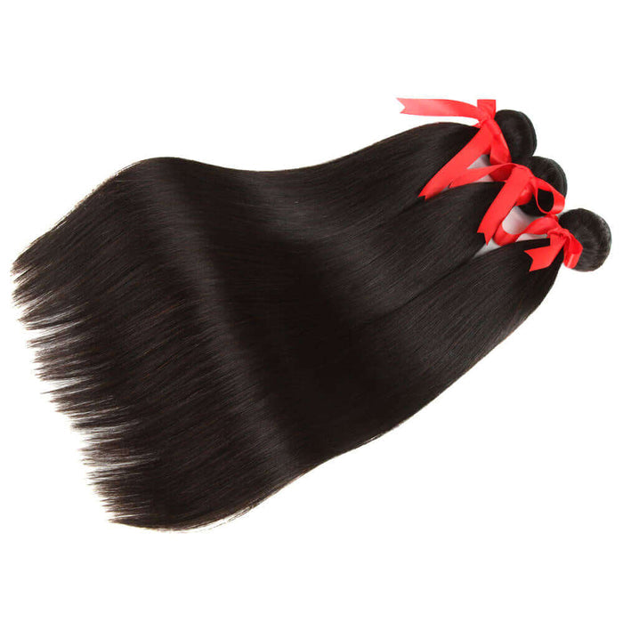 qvr brazilian remy hair human hair bundles silky straight natural black color