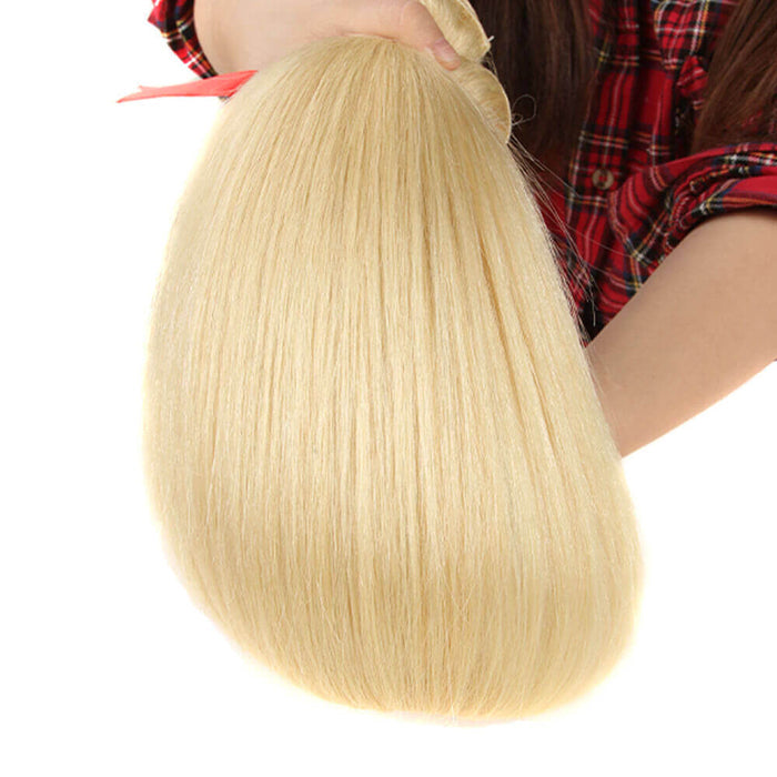613 blonde silky straight human hair bundles machine weft