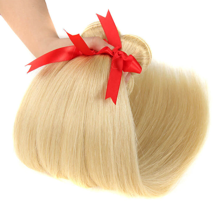 613 blonde silky straight human hair bundles glossy look