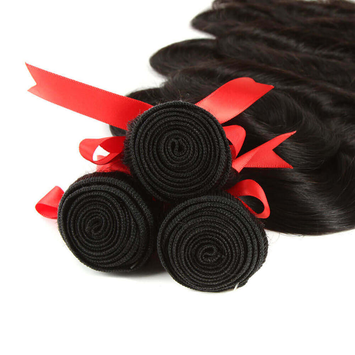 machine weft natural black body wave virgin human hair 3 bundles