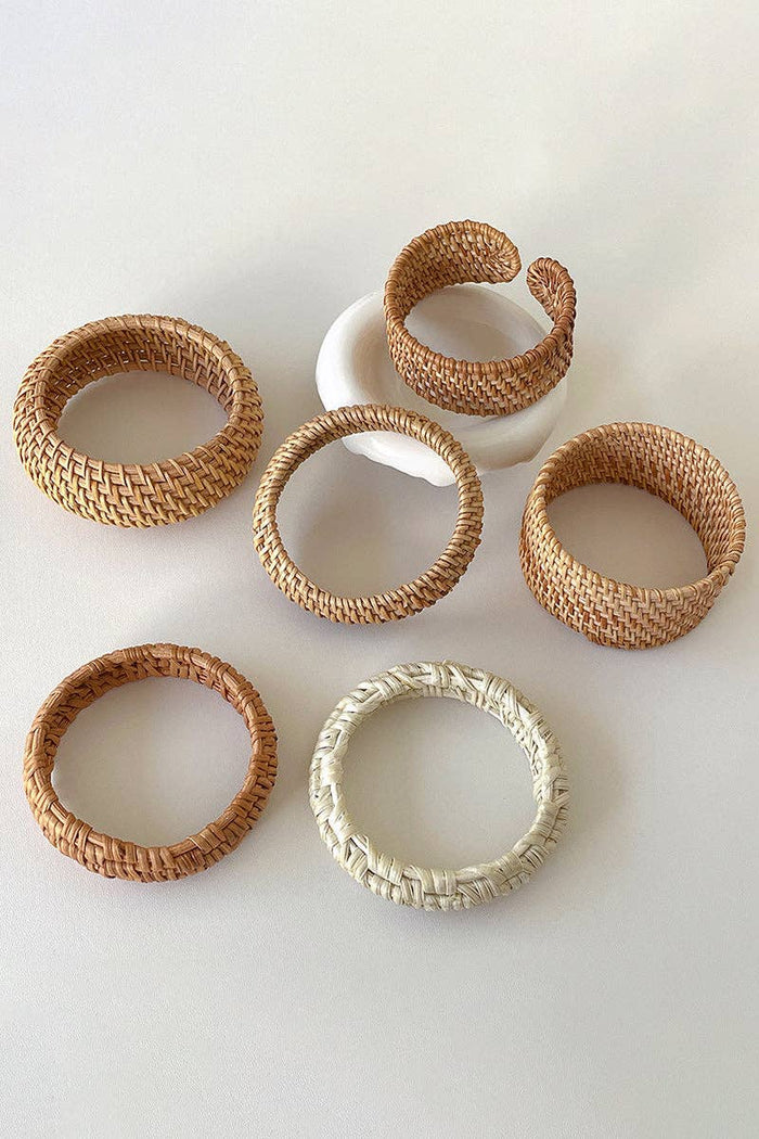 Rattan Woven Texture Bangle Bracelet