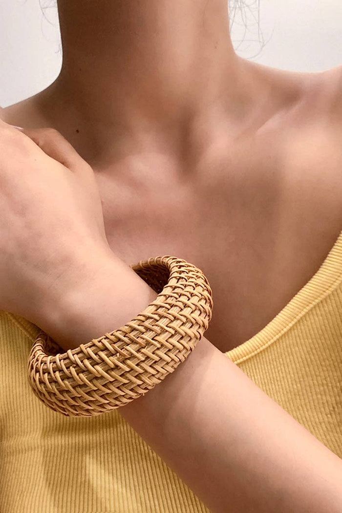 Rattan Woven Texture Bangle Bracelet