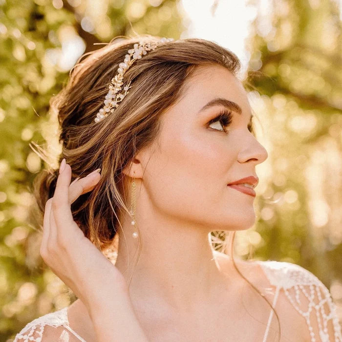 Wedding Hair Accessories - Swarovski Opal and Freshwater Pearl Bridal Headband