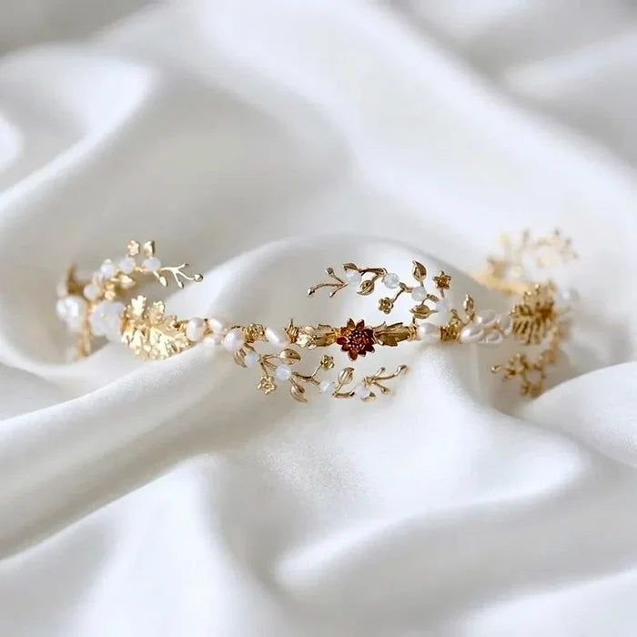 Wedding Hair Accessories - Swarovski Opal and Freshwater Pearl Bridal Headband