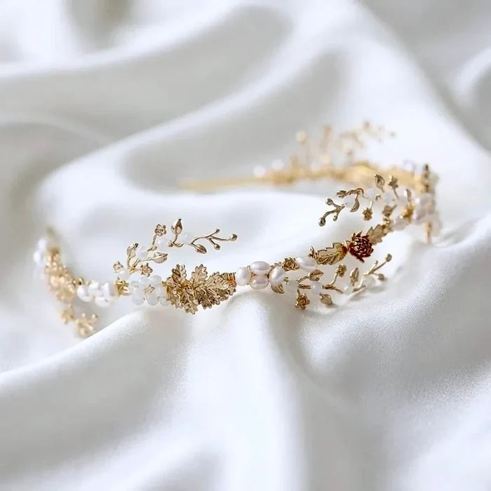 Wedding Hair Accessories - Swarovski Opal and Freshwater Pearl Bridal Headband