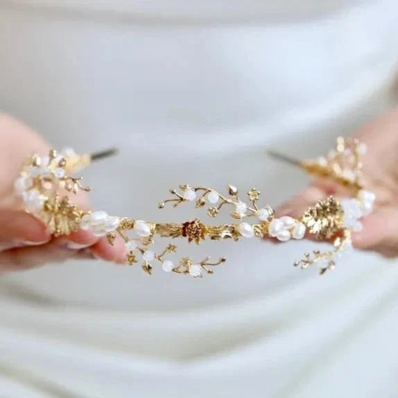Wedding Hair Accessories - Swarovski Opal and Freshwater Pearl Bridal Headband