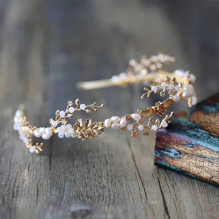 Wedding Hair Accessories - Swarovski Opal and Freshwater Pearl Bridal Headband
