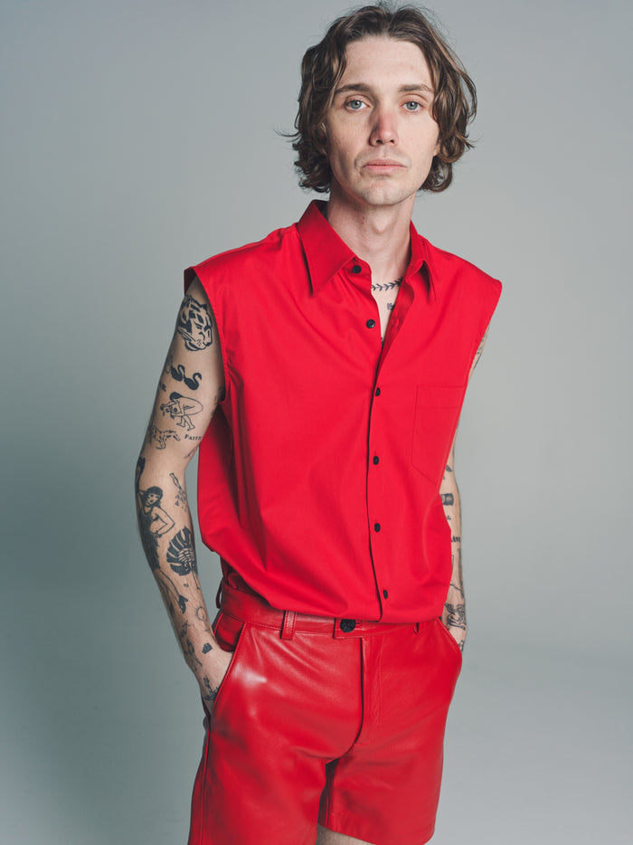 Red Tencel Sleeveless Shirt | Ernest W. Baker | DEPARTAMENTO