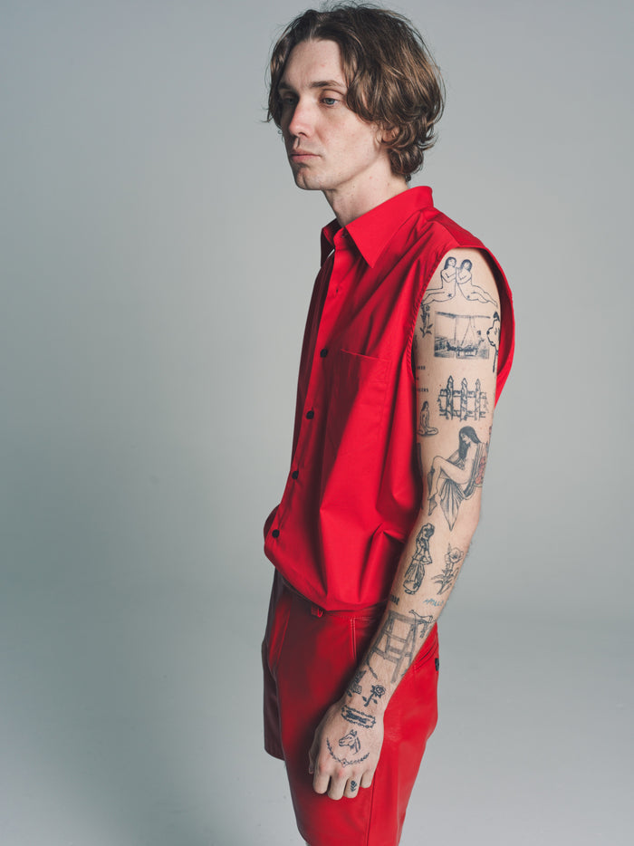 Red Tencel Sleeveless Shirt | Ernest W. Baker | DEPARTAMENTO