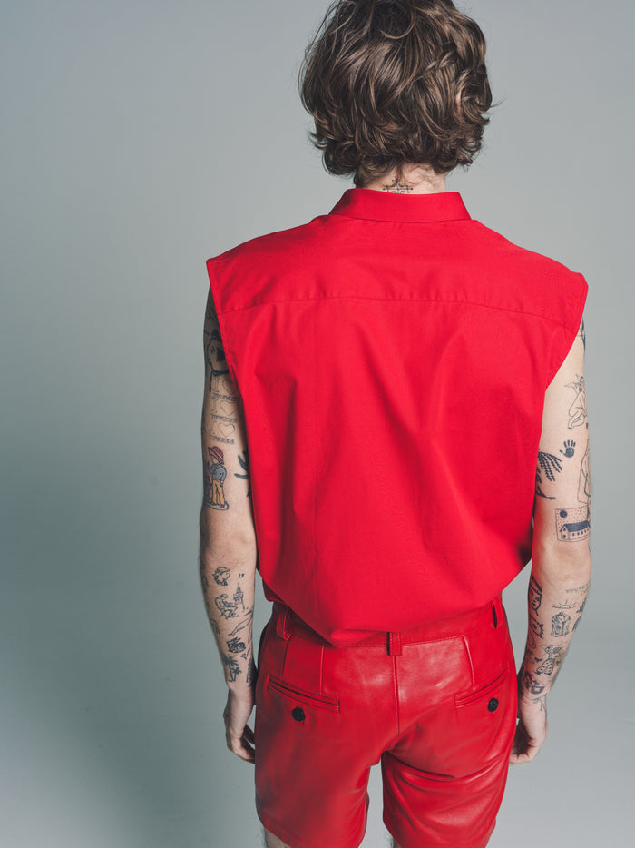 Red Tencel Sleeveless Shirt | Ernest W. Baker | DEPARTAMENTO