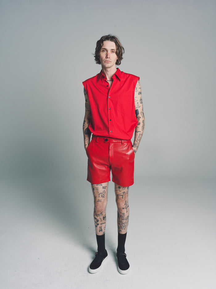 Red Tencel Sleeveless Shirt | Ernest W. Baker | DEPARTAMENTO