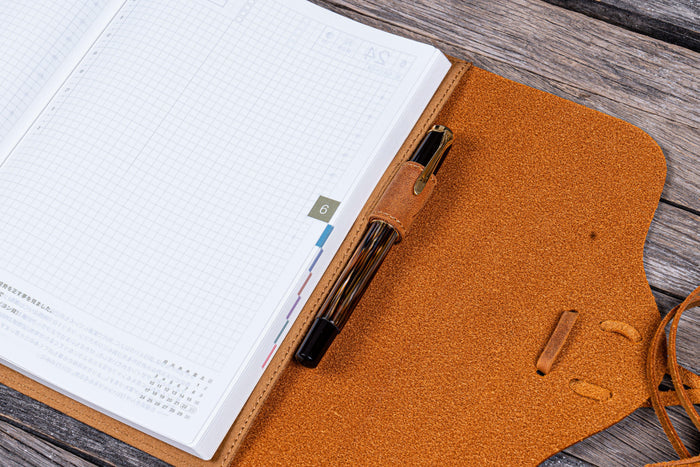 Refillable Leather Wrap Journal / Planner Cover - Crazy Horse Brown