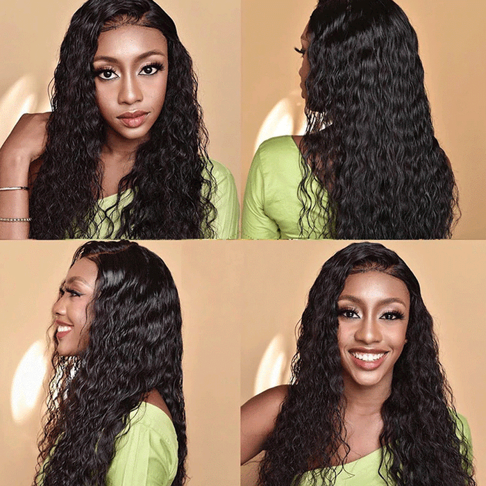 installed jerry curly natural black human hair bundles with lace closured human hair weave