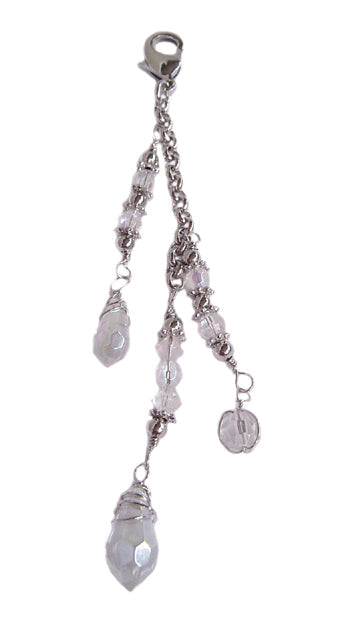 Silver clear crystal bead charm for Medieval Metal Rose Hair Armor ponytail holder