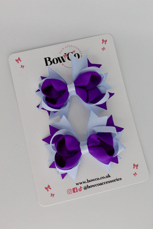 School Bows Purple and Bluebell - Loopy Stacked Bow Set
