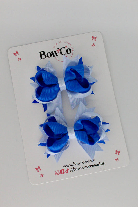 School Bows Royal Blue and Bluebell - Loopy Stacked Bow Set