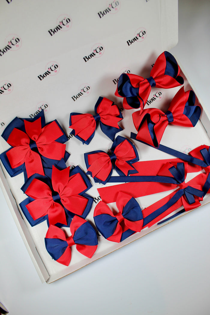 School Bundle - 5 Matching Pairs - Navy and Red