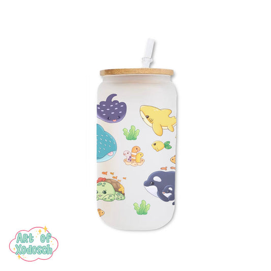 sea animals glass tumbler