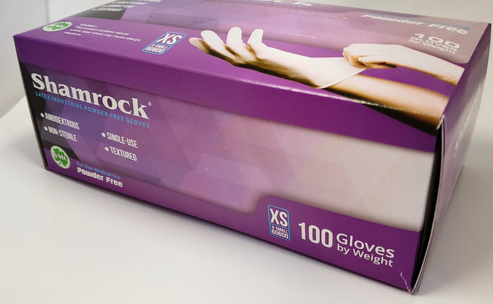 Shamrock Latex Industrial Powder Free Gloves - Size XSmall  (Case Pack Of 1000 Gloves)