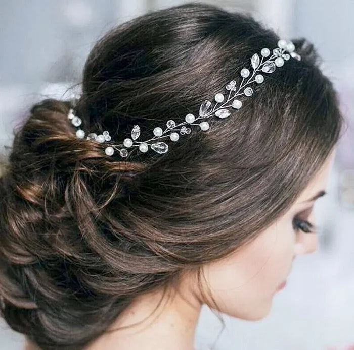 Wedding Hair Accessories - Pearl and Crystal Bridal Headband - Available in Gold and Silver