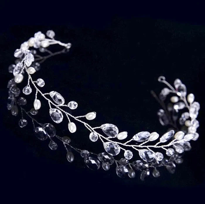 Wedding Hair Accessories - Pearl and Crystal Bridal Headband - Available in Gold and Silver