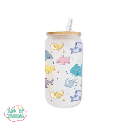sharks glass tumbler