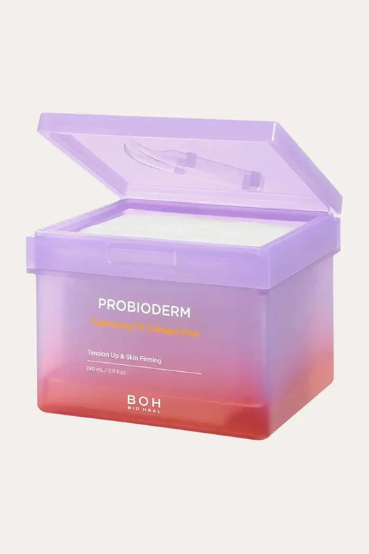 BOH Probioderm Instant Lifting Mask - Best Korean Collagen Pads Container Open Showing Tightening T3 Collagen Pads, 240mL (8.0 FL OZ), Tension Lift & Skin Firming for Daily Anti Aging Skincare Routine