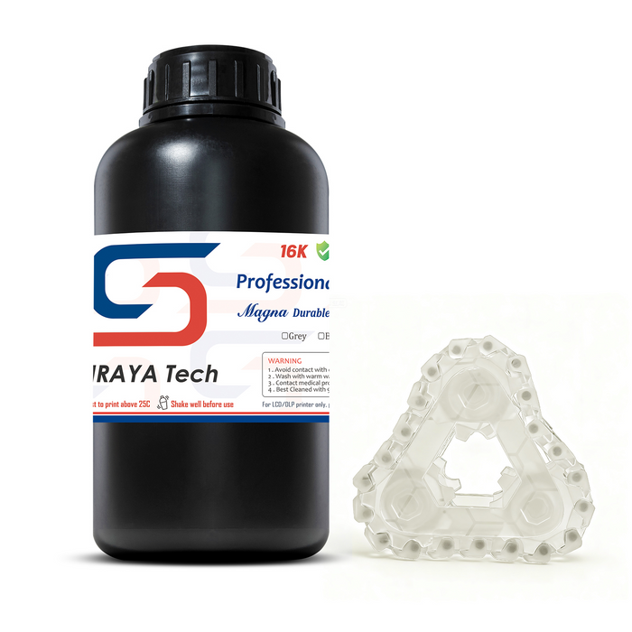 durable resin clear 1kg bottle with 3D printed transparent triangular connector part
