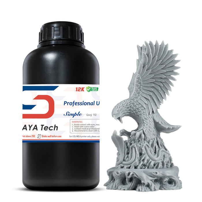 water washable UV resin grey 1kg bottle shown compatible with LCD and DLP 3D printers