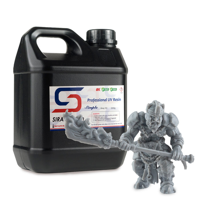 water washable 3D printer resin 2kg bulk jug grey with grey orc warrior miniature