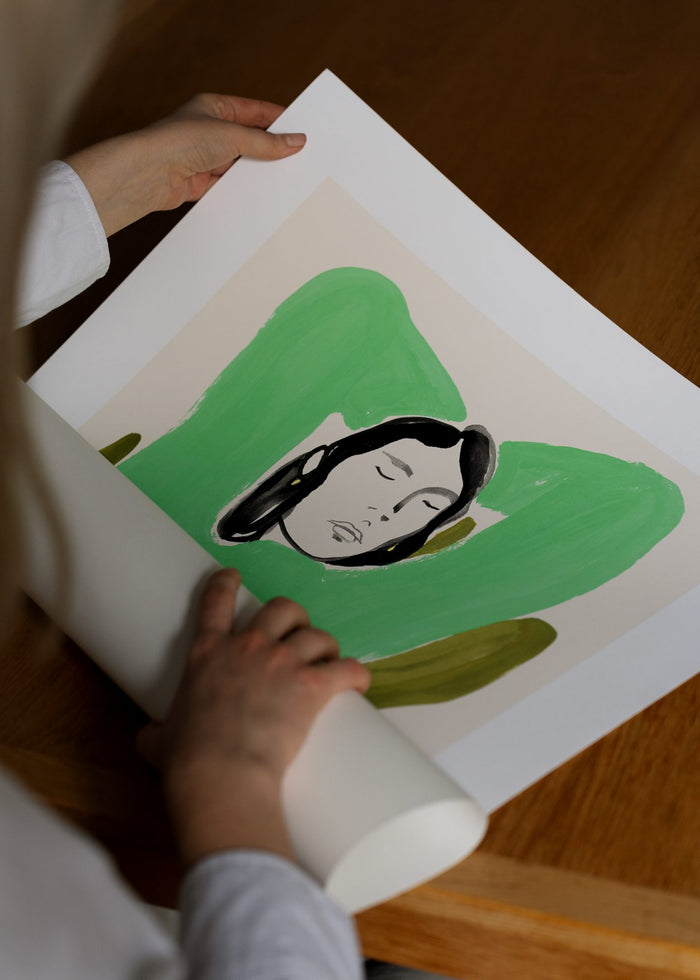 Sitting in Green and Blue by Rosie McGuinness