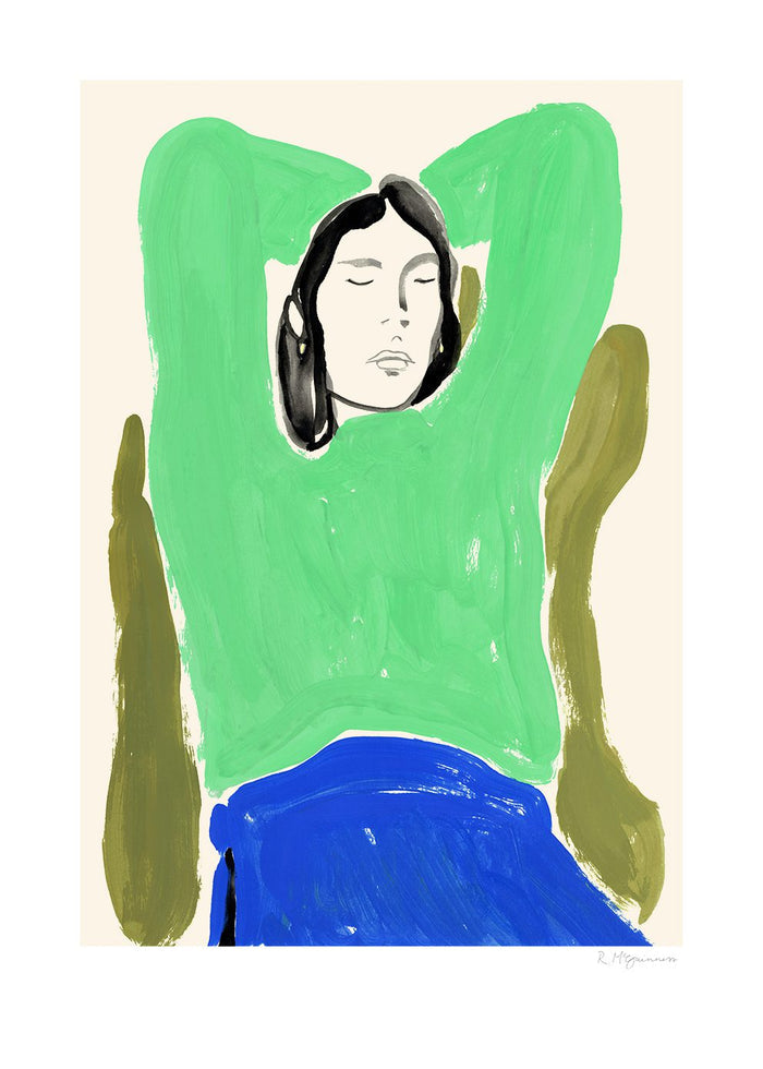 Sitting in Green and Blue by Rosie McGuinness