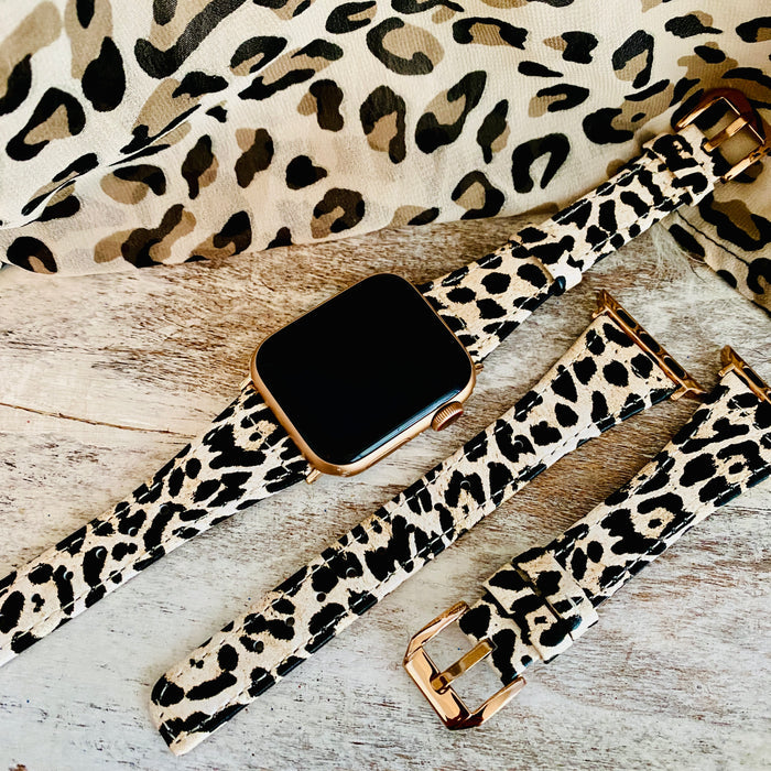 Slim Leather Leopard Band For Apple Watch Two Colors Available