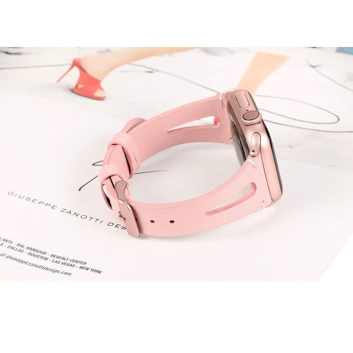 Soft Slim Leather Pink Band For Apple Watch