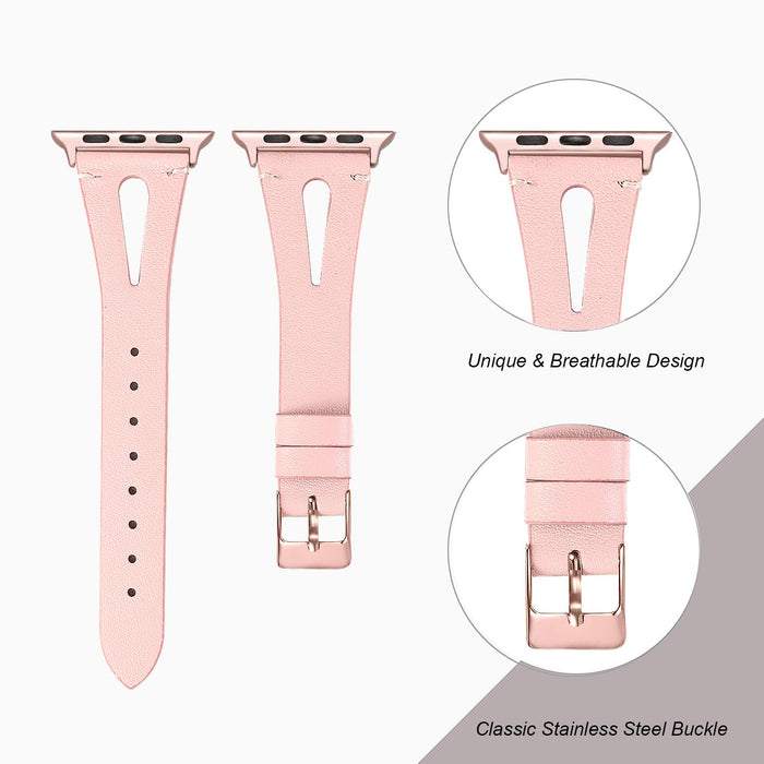 Soft Slim Leather Pink Band For Apple Watch