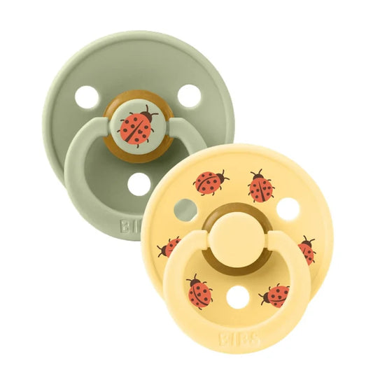 BIBS Soothers - Soother - Pacifier - Studio - Ladybug - 100% Natural Rubber - Size 3 - Set Of 2