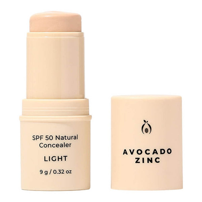 Avocado Zinc SPF50 Natural Concealer stick in Light. Light beige packaging.