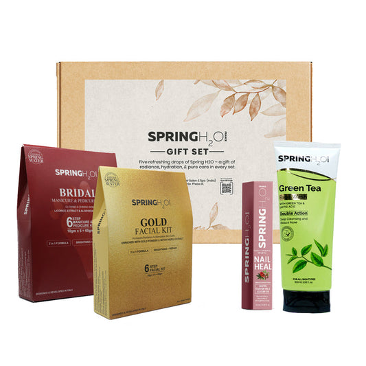 SPRING H2O Gold Facial Kit, Bridal Mani Pedi Kit, Face Wash & Nail Heal Oil