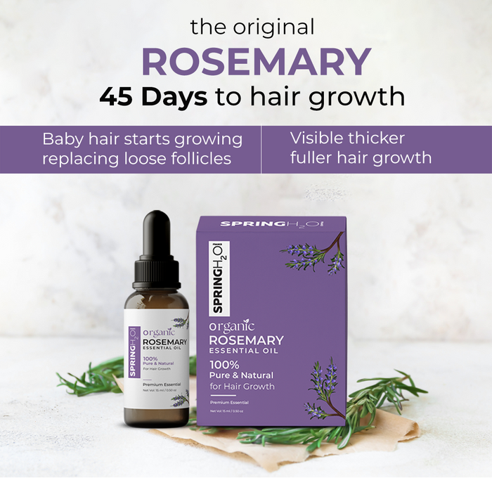 SPRING H2O Organic Rosemary Essential Oil 15ml | 100% Pure and Natural For Hair Growth