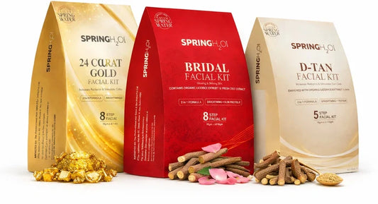 Spring H2O Radiance Facial Kit Combo: D-Tan, Bridal Glow & 24 Carat Gold for Luminous Skin