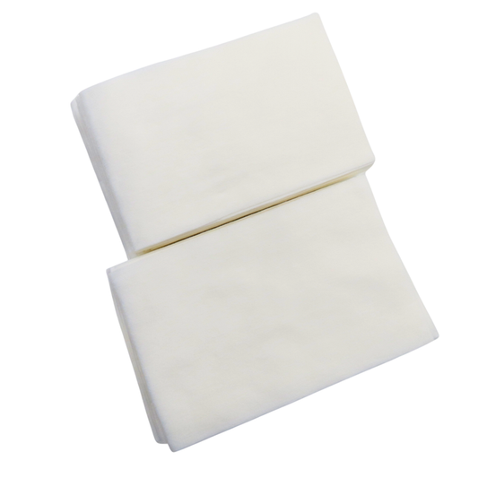 Z715 Spun Lace Wipes 50pieces | Folded white disposable lint free wipes / towel on a white background.