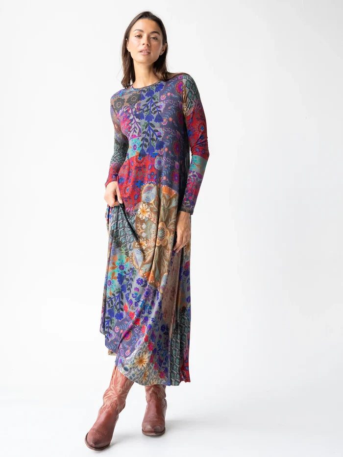 Stevie Knit Maxi Dress - Mandala Borders Patchwork-view 2