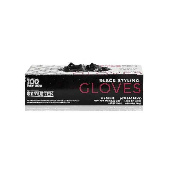 Styletek Black Powder Free Gloves 100ct - Styletek | Available at Artisan Hair Cary, Cary, NC