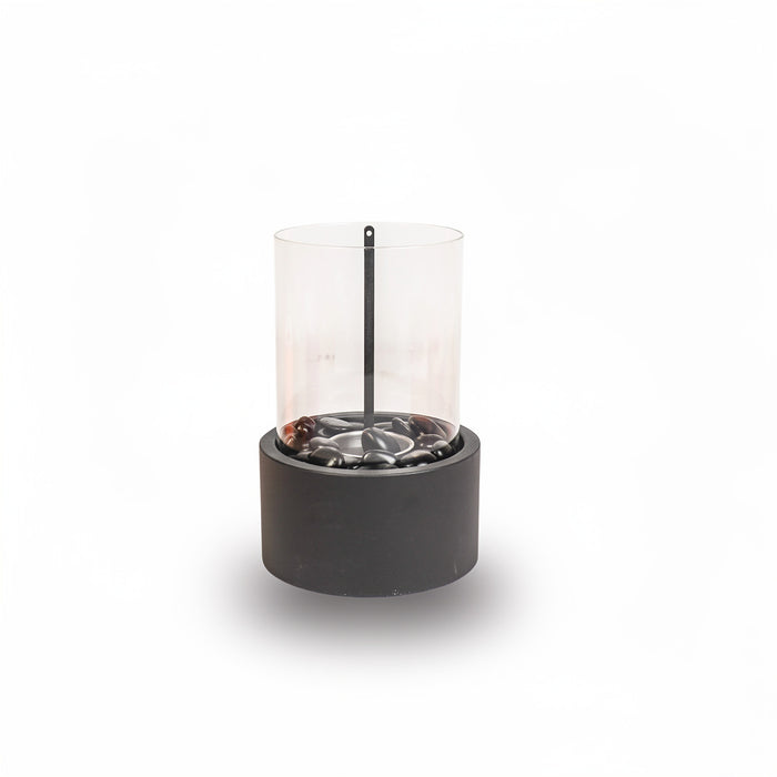 Tafel Haard- Rond - Metaal/Glas - Zwart - 18x18x26,5cm