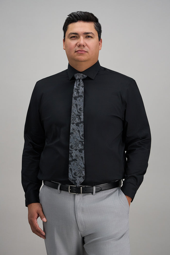 Big & Tall Wrinkle Free Classic Fit Dress Shirt -  color_black#color_black