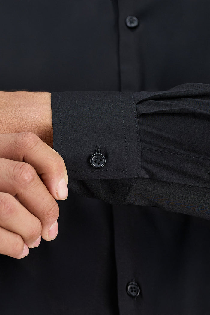 Big & Tall Wrinkle Free Classic Fit Dress Shirt -  color_black#color_black