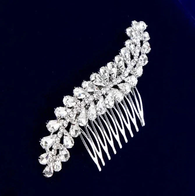 Wedding Hair Accessories - Silver Austrian Crystal Bridal Hair Comb
